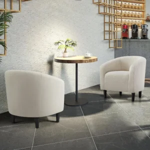 Accent Chair, Sherpa Barrel Chair with Soft Padded and Sturdy Legs for Living Room, Bedroom, Reception Room,